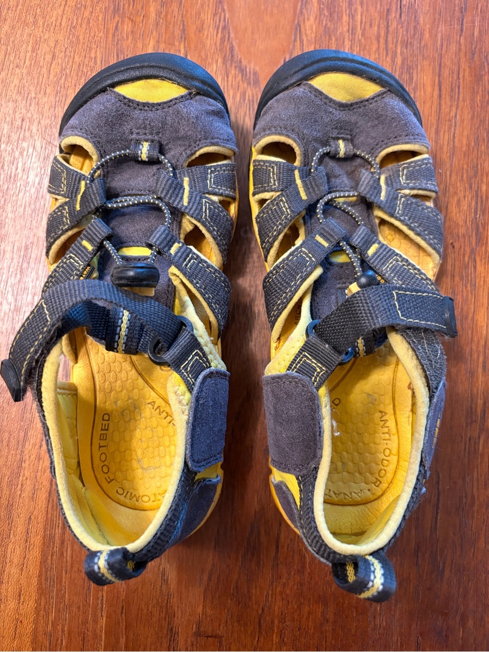 Kids Keens Yellow and Gray Closed-Toe Adventure Sandals